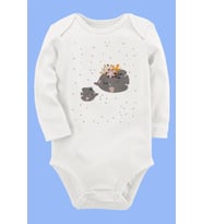 Organik Baskılı Pamuklu Unisex Bebek Body UZUNE275