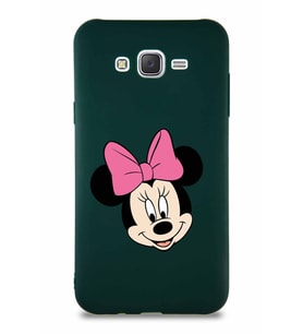 Samsung Galaxy J7 Core Soft Premier Kapak Minnie Mouse-C Tasarımlı Silikon Kılıf - Yeşil (Şeffaf)