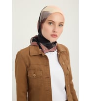 Schaless Renklerin Lalesi - Mavi - Efilia Desenli Eşarp - 90x90 Cm (Kiremit)