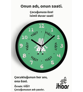İsme Özel Etekli Sevimli Fare Çocuk Odası Duvar Saati Orta Boy 30 cm Siyah Camlı Sessiz