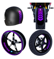 Moto Rider 4'lü Sticker Seti Patlıcan Moru İç Dış Jant Şeridi Kask ve Çamurluk Ç