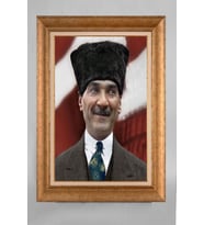 Çerçeveli Paspartulu Atatürk Tablo a762 (Gold)