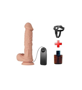 Belden Bağlamalı 26 cm Titreşimli Gerçekçi Kalın Dildo Penis - Bergrisi