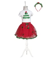 Parçalı Noel Etek + Noel Tişört + Taç Noel Ağacı Tişört Elbise Noel Cosplay - Chiristmas Elbise (Çok Renkli)