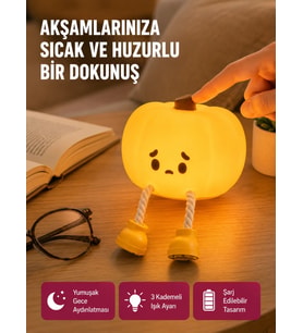 Pumpkin Led Gece Lambası Üç Kademeli Işık Ayarlı Yeni Nesil
