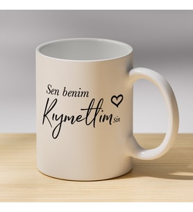 Sen Benim Kıymettimsin Yazılı Kupa - Sevgiliye Hediye Kahve Kupası
