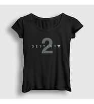 Presmono Kadın Beyaz Logo Oyun Destiny 2 T-Shirt 554771tt (Siyah)