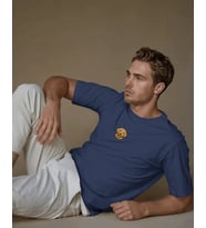 Golden Retriever Köpek Baskılı Unisex Oversize Tişört – Minimal Sevimli Golden Tasarım (Lacivert)