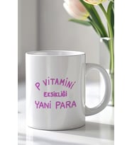 Mizahi Yazılı 330ml Baskılı Beyaz Seramik Kupa Bardak