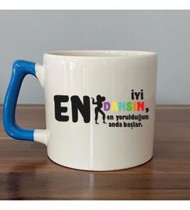 En İyi Dansın Baskılı Kadınlar Günü Mavi Kulplu D Kupa