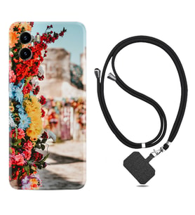 Vivo Y15S Y32 Y33S Y51 Y53S Kılıf Boyun Askılı Silikon Gerçek Çiçekler 1743