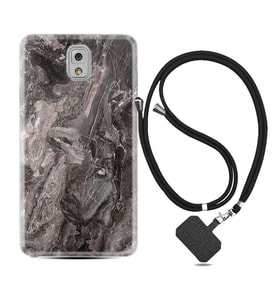 Samsung Note 3 4 5 8 9 20 Ultra 10 Lite Kılıf Boyun Askılı Silikon Gri Mermer 1376