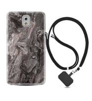 Samsung Note 3 4 5 8 9 20 Ultra 10 Lite Kılıf Boyun Askılı Silikon Gri Mermer 1376