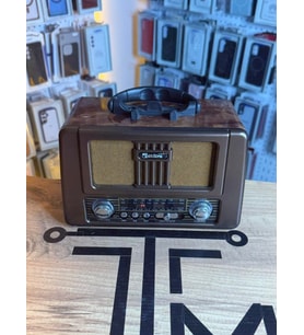 Retro Style Görünümlü Şarjlı Radyo Bluetooth USB SD Kartlı Güçlü Bass (Koyu Kahverengi)