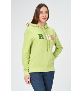 Kadın Kapüşonlu Süzüne Baskılı Sweatshirt
