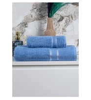 %100 Pamuk 2 Parça Kadın/Erkek Banyo Duş Hamam Havlu Seti 90x150 Cm (Mavi)