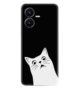 Vivo Y22S Kılıf Resimli Desenli Silikon Platinium Series Şaşkın Kedi 1900