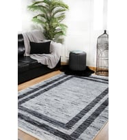 Dijital Kaymaz Yıkanabilir Antrasit Modern Salon Halısı Mutfak Halısı Koridor Halısı Yolluk HLN1069