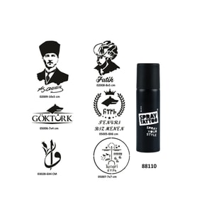 Fatih Atatürk Spray Tattoo Geçici Dövme Yapma Seti Sprey Dövme Kiti