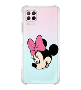 Huawei P40 Lite  Köşe Korumalı Antişok Kapak Minnie Mouse Tasarımlı Şeffaf  Kılıf