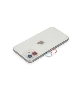 Uray store Apple iPhone 12 Mini Renkli Kamera Lens Koruma Cam - Pembe-Mavi