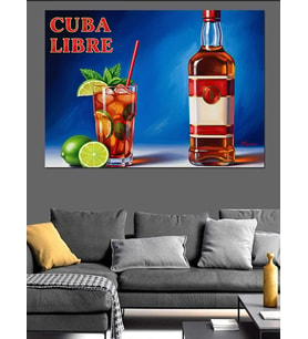 Cuba Libre Kokteyl Reklamı Dekoratif Kanvas - Mdf Ahşap Tablo