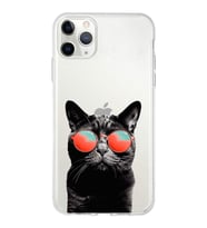 PrintiFy Apple  iPhone 11 Pro ile Uyumlu 1mm Slim Fit Kedi 3 050d Baskılı Şeffaf  Kılıf