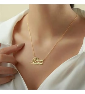 Kişiye Özel 925 Ayar Gümüş Şık Çift İsim Kolye (Gold)