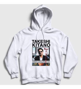 Presmono Unisex Beyaz Beat Takeshi Kitano Kapüşonlu Sweatshirt 368460tt