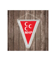 Milliyetçi Hareket Partisi MHP Beyaz Saçaklı Üçgen Flama Bayrak Hatıra Flama