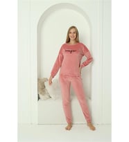 Akbeniz Kadın Kadife Pembe Pijama Takım 20624