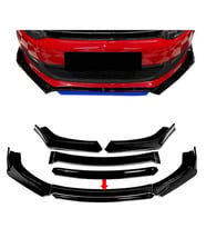Vw Jetta Mk6 Siyah Renkli Şeritli Dilli Ön Lip 4 Prç Parlak Siyah ABS