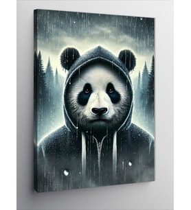 Kanvas Tablo Kapüşonlu Panda Çizimi
