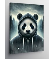 Kanvas Tablo Kapüşonlu Panda Çizimi