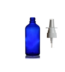 50ml mavi cam şişe, Burun spreyi, 24 adet Nazal Spreyli, Ecza şişesi, İlaç Şişesi