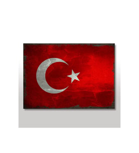 35cmX50cm Ahşap Tablo Düz Zeminde Türk Bayrağı Görseli
