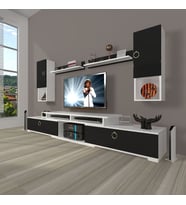 Decoraktiv Flex 5DA130 Mdf Gold Tv Ünitesi Tv Sehpası - Beyaz Siyah (Siyah - Beyaz)