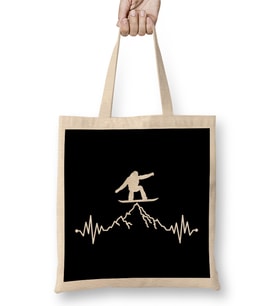 Awesome Snowboarder Heartbeat Snowboarding Bez Çanta Uzun Saplı
