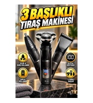 Profesyonel 3in1 Dijital Göstergeli 3 Başlıklı Şarjlı Erkek Bakım Tıraş Makinesi