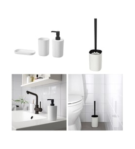 IKEA STORAVAN beyaz-siyah 3'lü banyo seti