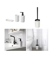 IKEA STORAVAN beyaz-siyah 3'lü banyo seti