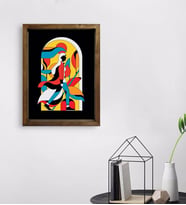 BK Gift Modern Soyut Tasarımlı Doğal Masif Ahşap Çerçeveli Tablo 45x65cm-5