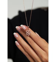 Zirkon Taşlı Rose Minimal Yılan Gümüş Kolye