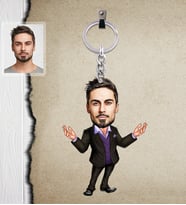 Kişiye Özel Patron Karikatürlü  Ahşap Anahtarlık Bay-8-Eco