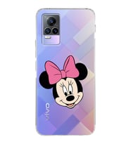 Vivo Y73 Uyumlu Kamera Korumalı Kapak Minnie Mouse Tasarımlı Şeffaf Silikon Kılıf