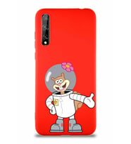 Huawei Y8P Soft Premier Kapak Sandy Tasarımlı Silikon Kılıf - Kırmızı (Şeffaf)