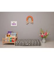 %100 Organik Yatak, Fransız Tarzı El Yapımı Bebek ve Çocuk Yatağı, Dekoratif Minder / Zigzag Siyah-Beyaz 60x120x15 cm
