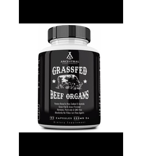 Ancestral Supplements Grass Fed Beef Organs (Desiccated) Liver,Heart,Kidney,Pancreas,Spleen 180 Capsul.Usa Menşei.3971 (Renksiz)