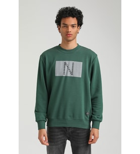 Bisiklet Yaka Yeşil Slim Fit Sweatshirt 23FWM60152