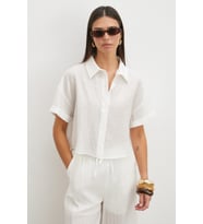 Linen-Look Beyaz Gömlek